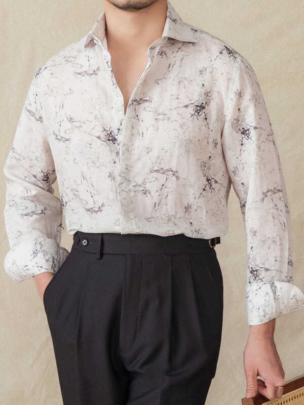 Thin Draping Breathable Long Sleeves Shirt Casual Retro Printed Shirt - Image 4