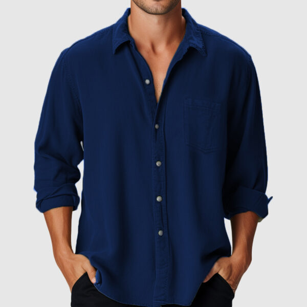 Pure Color Men's Beach Holiday Fashion Shirt - Image 2