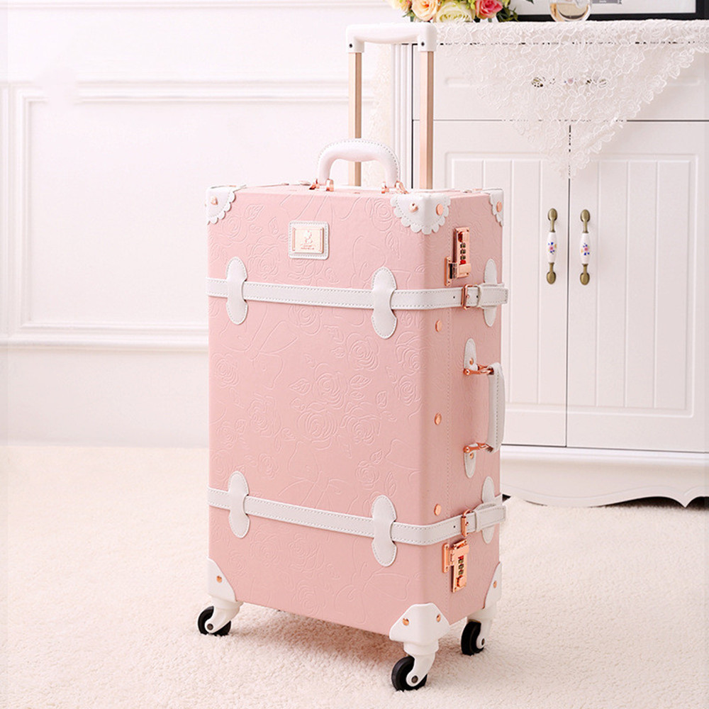 Retro Ladies Luggage Trolley Suitcase