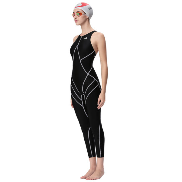 One-piece Silk Quick-drying Fabric Professional Training Competition Long Swimsuit - Image 6
