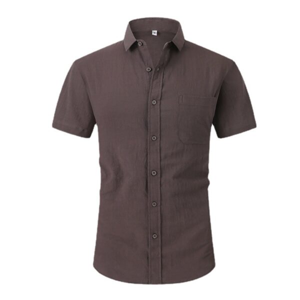 Linen Ice Sensation Lightweight Breathable Solid Color Half Sleeve Shirt - Image 2