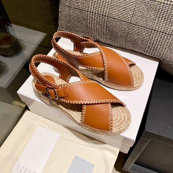 Women's Summer Hemp Rope Woven Leather Flat Sandals - Image 5