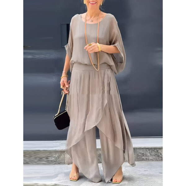 Top Split Wide Leg Pants Chiffon Casual Suit - Image 2