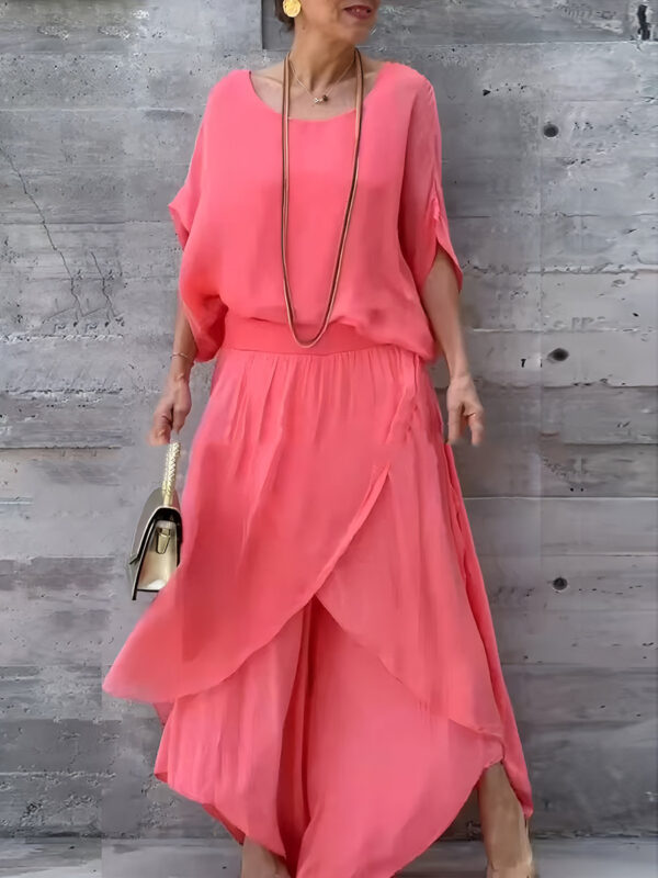 Top Split Wide Leg Pants Chiffon Casual Suit - Image 9