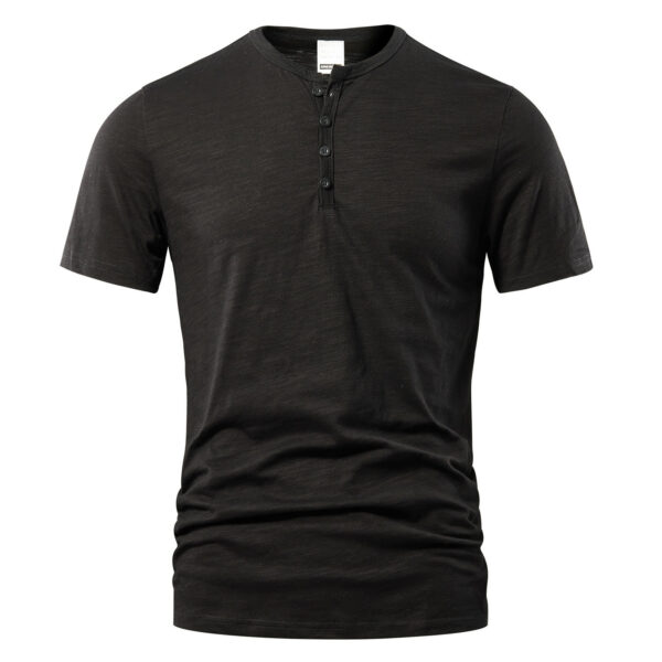 Men's Slub Cotton Casual Solid Color Short Sleeve