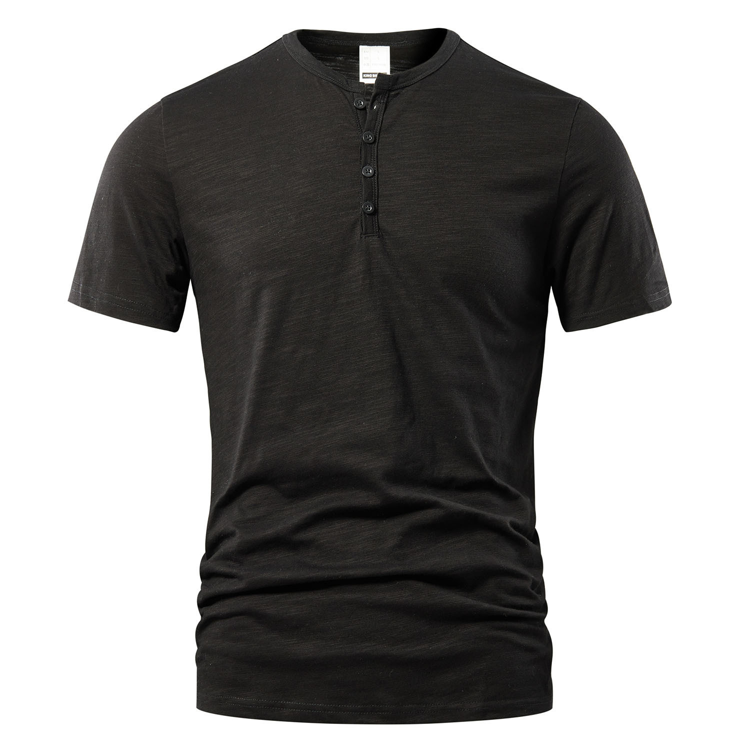 Men’s Slub Cotton Casual Solid Color Short Sleeve
