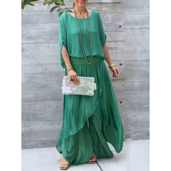 Top Split Wide Leg Pants Chiffon Casual Suit - Image 8