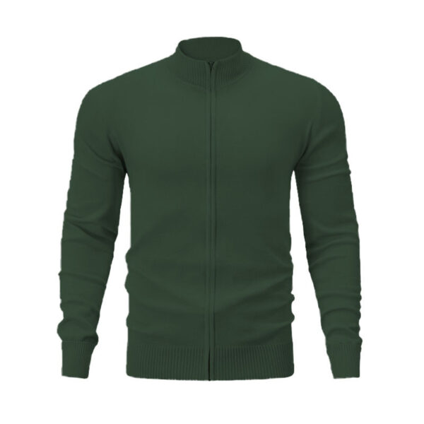 Stand Collar Casual Sports Sweater Solid Color Zipper Sweater - Image 7