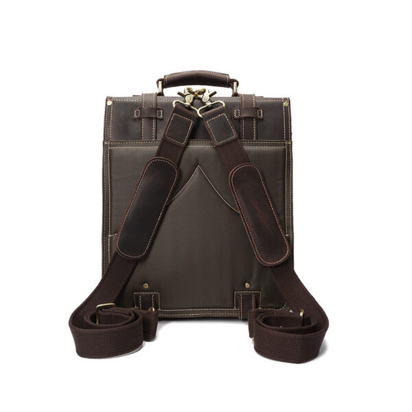 Men's Fashion Vintage Crazy Horse Leather Backpack - Image 4