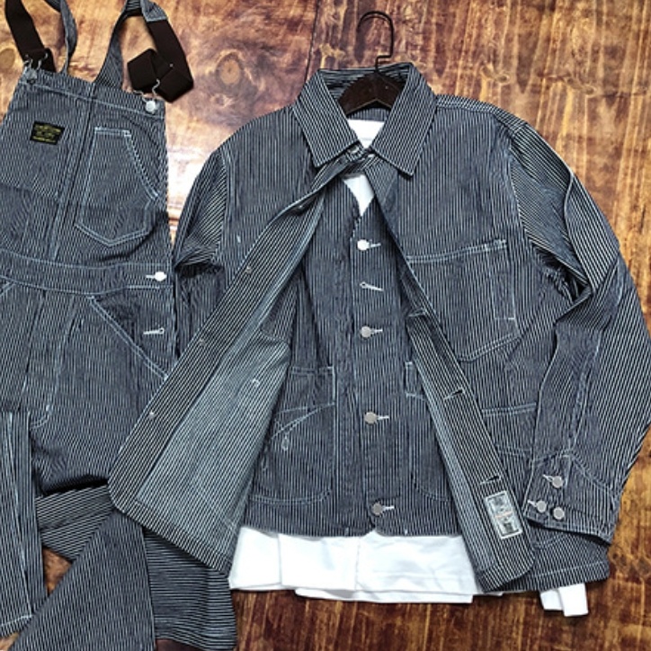 Striped Denim Multi-pocket Motorcycle Jacket