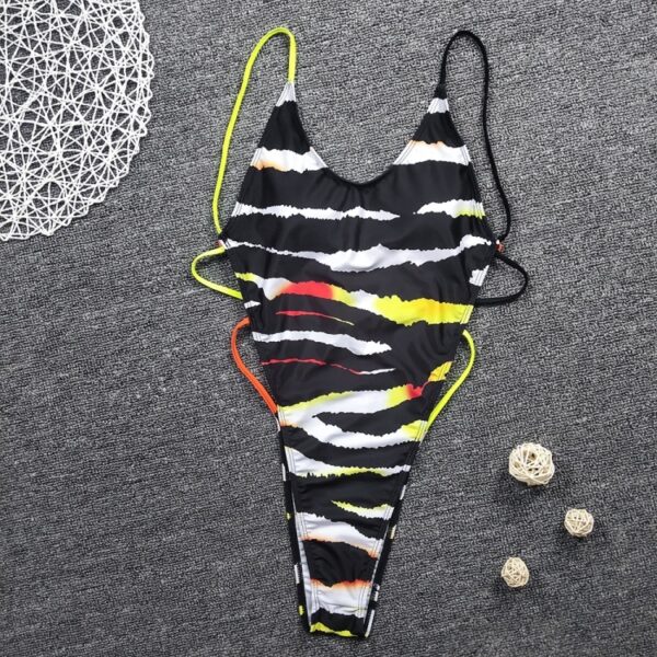 Sexy High Cut One Piece Swimsuit Thong Swimwear Women Trikini - Image 5