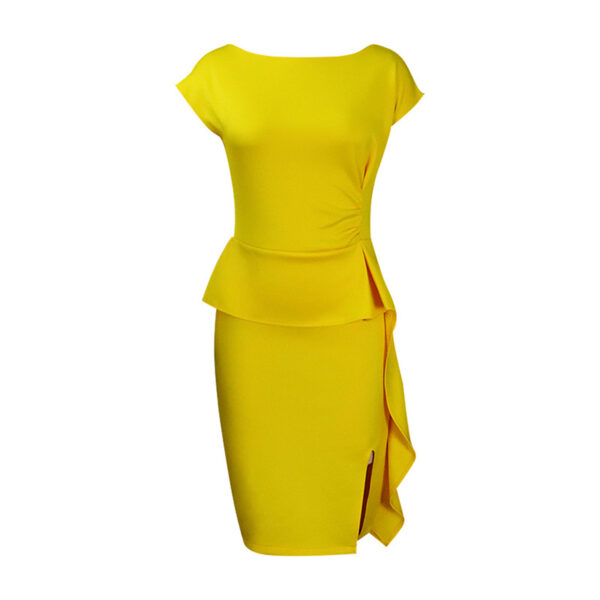Women's Elegant Ruffle Sleeveless Bodycon Formal Party Cocktail Pencil Midi Dress - Image 9