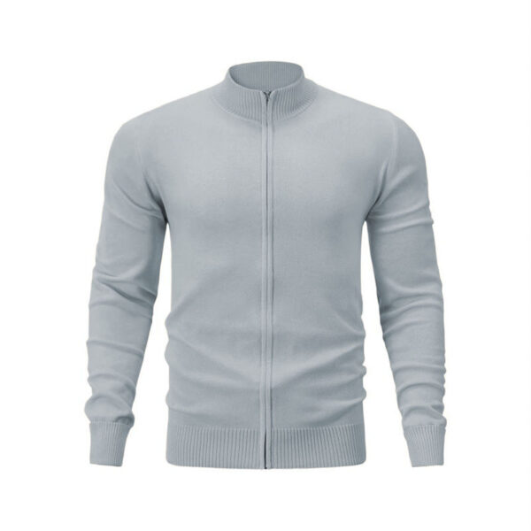 Stand Collar Casual Sports Sweater Solid Color Zipper Sweater - Image 6