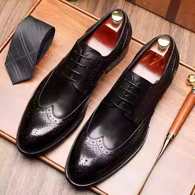 Men’s British Pointed Toe Business Formal Wear Wedding Shoes