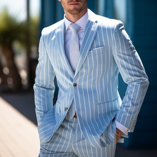 Spring Top Commute Leisure Printed Double Button Suit Jacket Men
