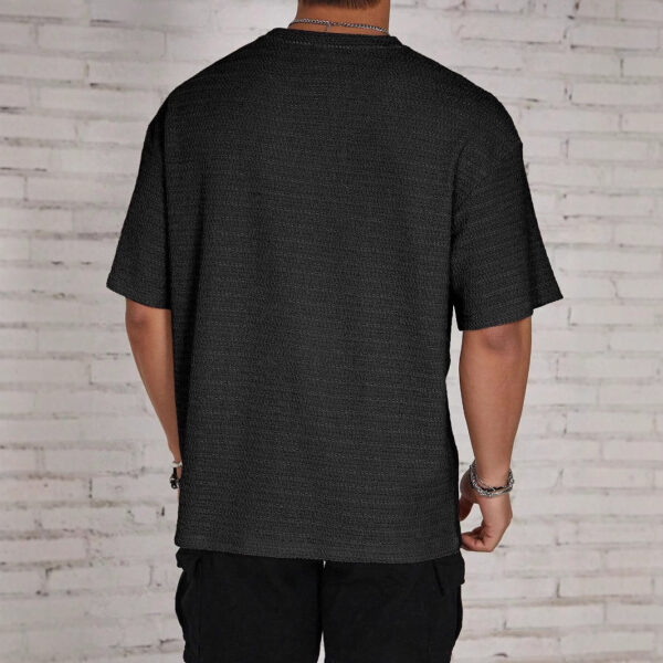 Men's Loose Hollow Solid Color Flow Round Neck T-shirt - Image 2