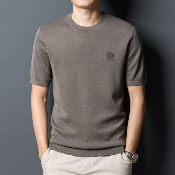 Cardigan Short Sleeve T-shirt Crew Neck Men's Sweater - Image 2