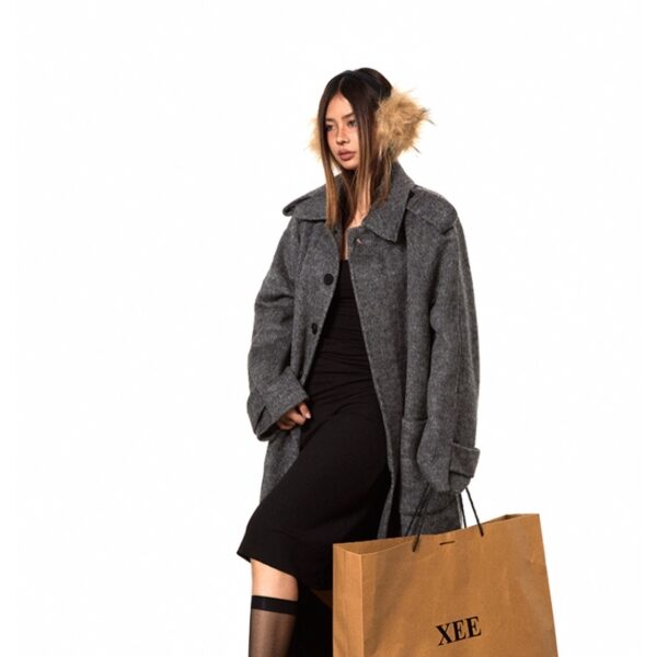 High-support Wool Handmade Double-faced Woolen Goods Long Autumn And Winter High-grade Overcoat Coat - Image 3
