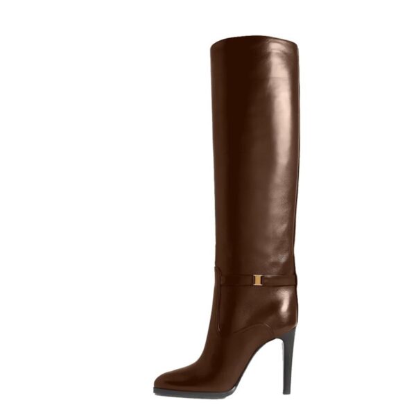 Lady High Round Toe Stiletto Heel Boots - Image 2