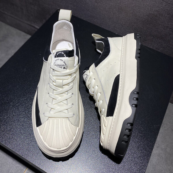Men's Sports Style Heightening Thick Bottom Toe Leather Shoes - Image 3