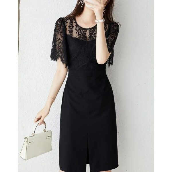 Lace Stitching Mid-length Summer Dress Slimming - Image 4