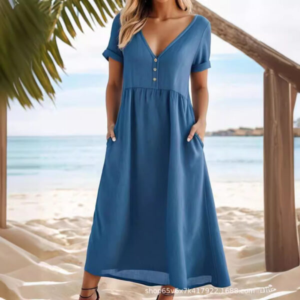 Solid Color Temperament Commute Dress - Image 4