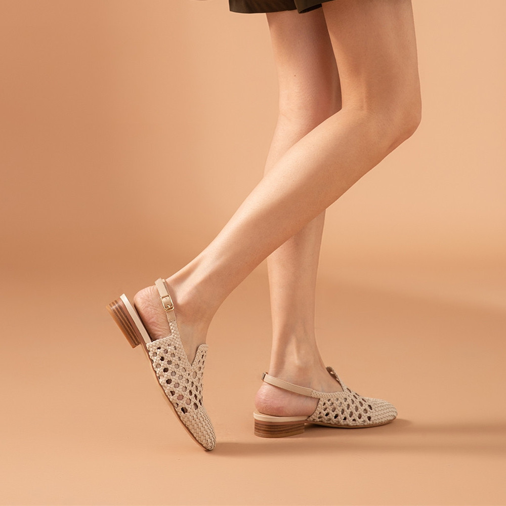 Women’s French Woven Sandals Flat Toe Roman Sandals