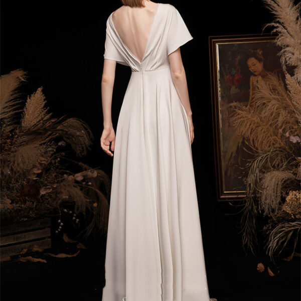 White Satin Premium Bridal Dress - Image 3