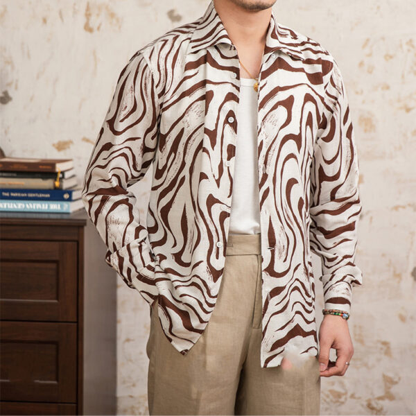 Linen Blended Breathable Draping Bow Tie Shirt - Image 7
