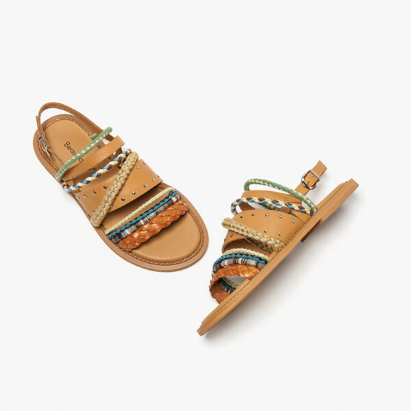 Women's Summer Flat Roman Woven Leather Niche Sandals - Image 4