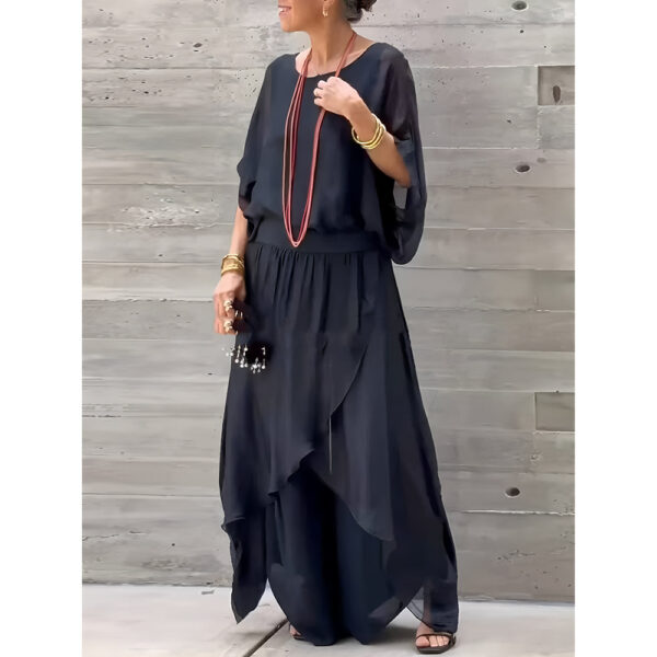 Top Split Wide Leg Pants Chiffon Casual Suit - Image 5