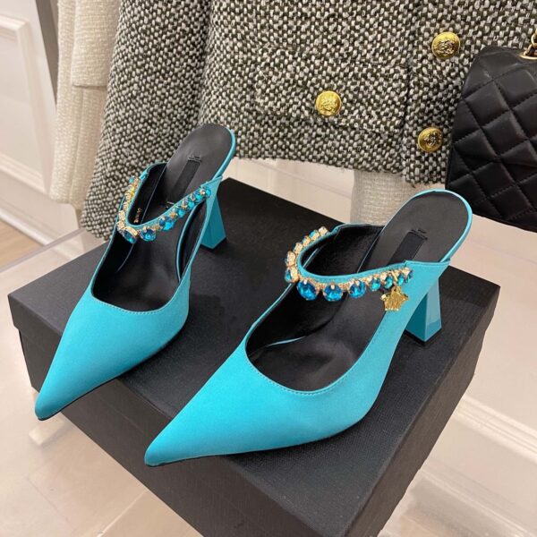 Silk Rhinestone Pointed Slippers Female - Image 7