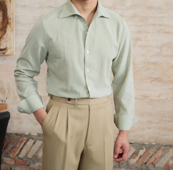 Retro One-piece Collar Striped Long-sleeved Shirt - Image 3