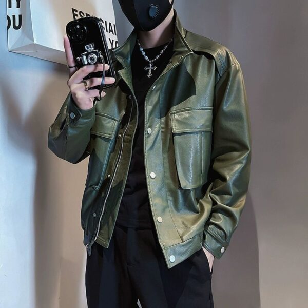 Spring And Autumn Pilot Leather Jacket Men - Image 4