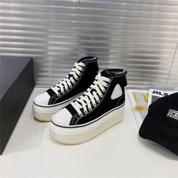 Women's Casual Ripped Platform Platform High-Top Canvas Shoes - Image 3