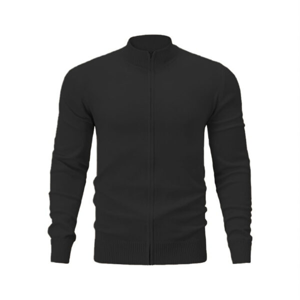 Stand Collar Casual Sports Sweater Solid Color Zipper Sweater - Image 4