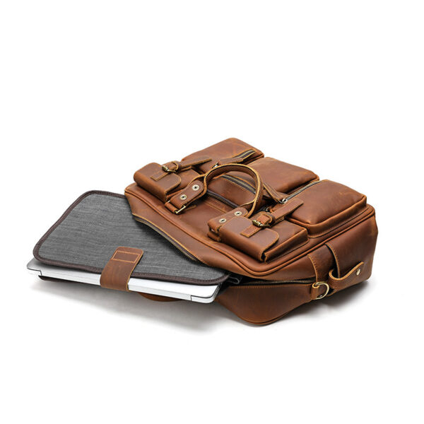 Men's Large Capacity Leather One Shoulder Messenger Bag - Image 7