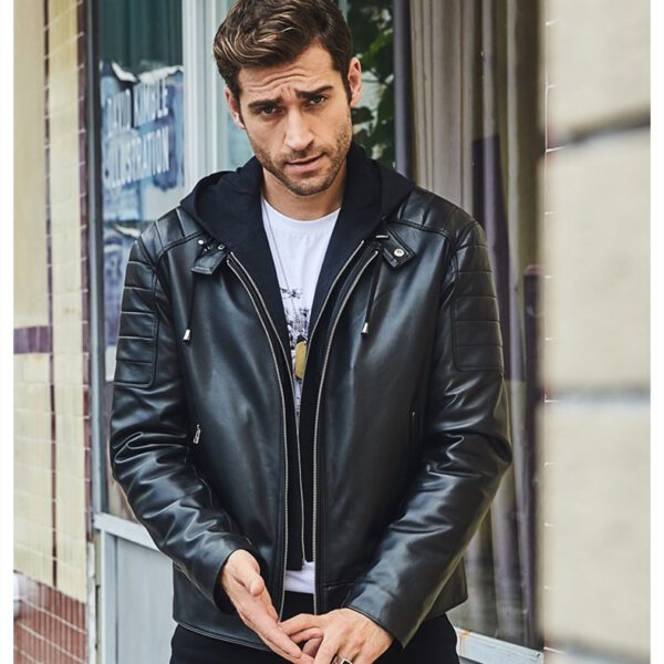 Leather Coat Trend Plus Cotton Hooded - Image 3