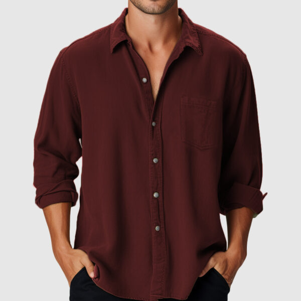 Pure Color Men's Beach Holiday Fashion Shirt - Image 4