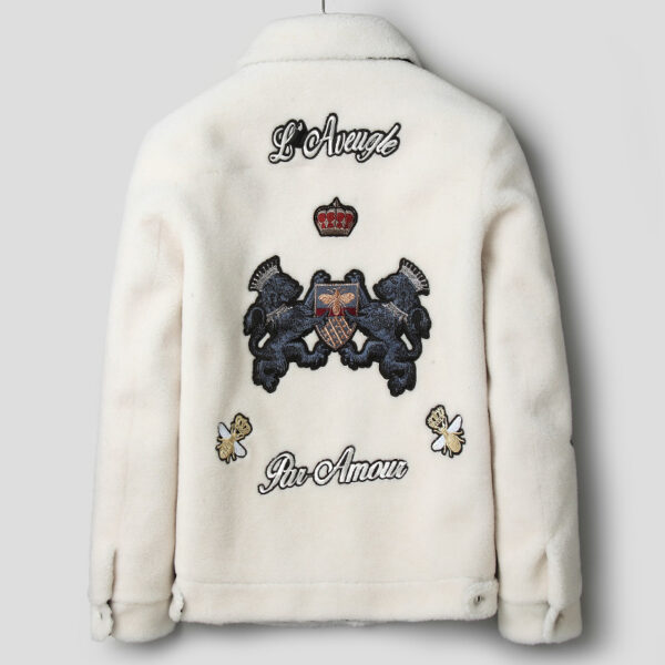 Fashionable White Grain Lamb Fur Jacket - Image 6