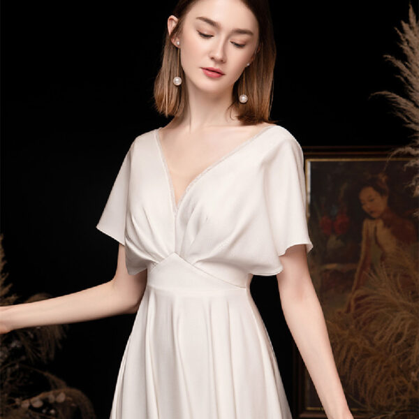 White Satin Premium Bridal Dress - Image 5