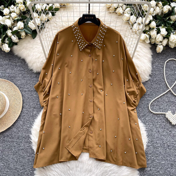 Fashionable Batwing Sleeve Loose Heavy Work Casual Shirt - Image 5