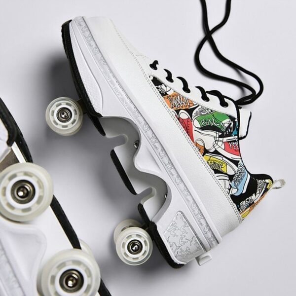 Male And Female Adult Four Wheel Deformation Shoes Student Sports Shoes With Light Pulley - Image 4