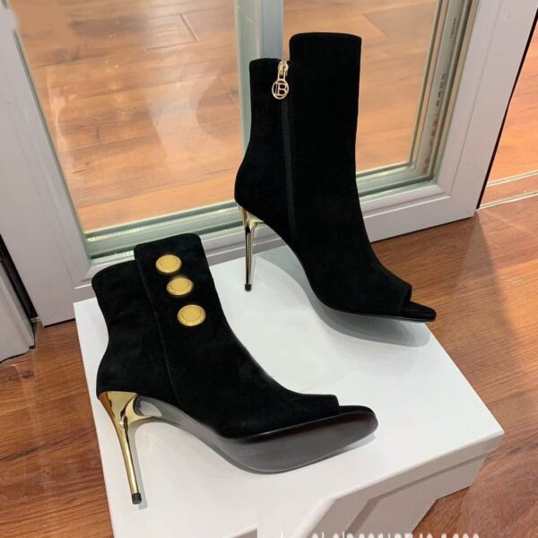 New Fish Mouth Metal Round Buckle Ankle Boots Super Stiletto Women's Shoes - Image 5