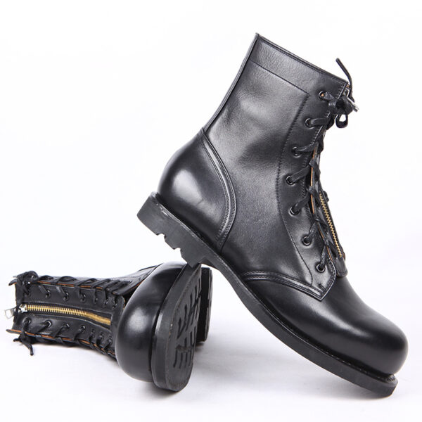 Leather High Top Round Toe Boots - Image 2