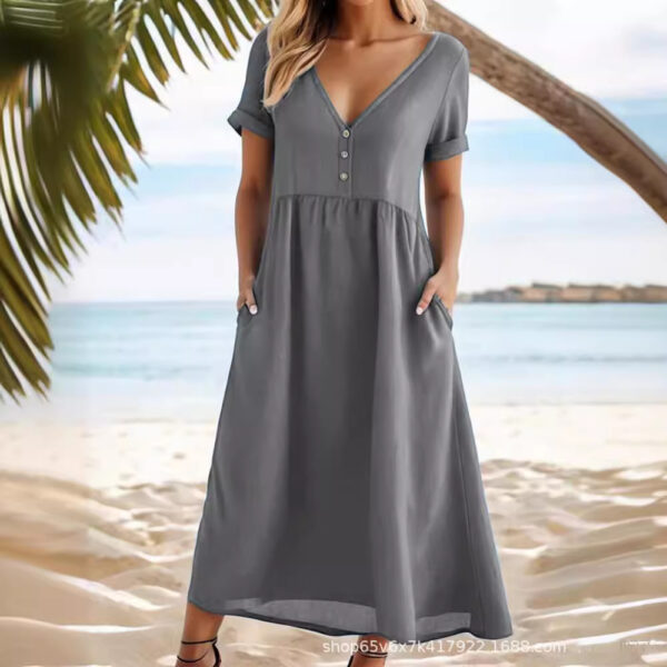 Solid Color Temperament Commute Dress - Image 5