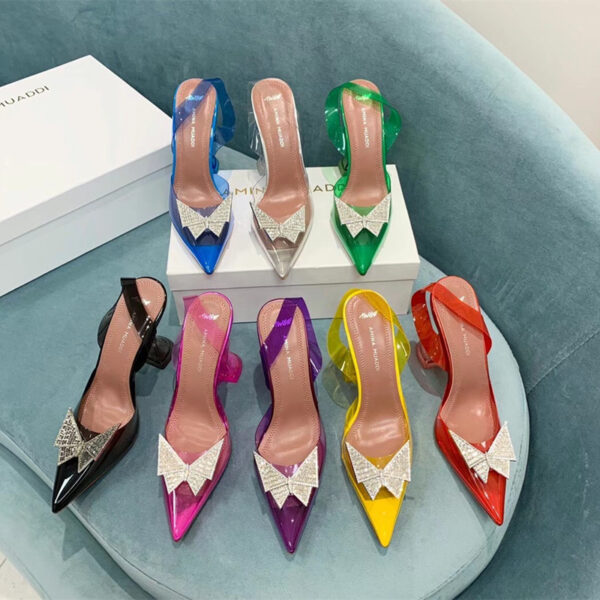 PVC Transparent Bow Pointed Toe Sandals For Women - Image 7
