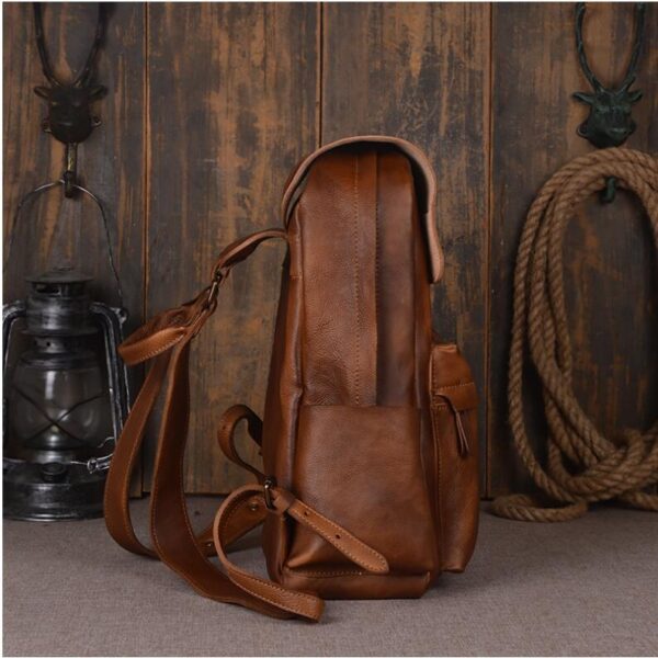 Leather Shoulder Backpack Head Layer Cowhide Computer Outdoor Travel Bag - Image 2