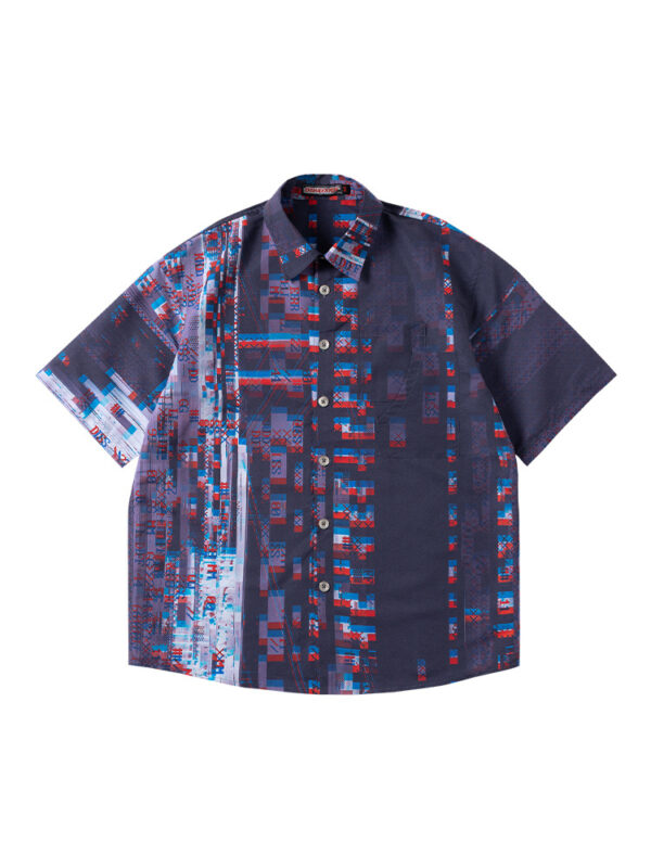 Printed Loose Five-point Sleeve Shirt Jacket - Image 4