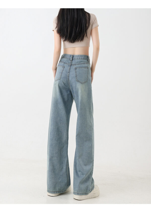 Women's Tencel Light Colored Embroidered Wide Leg Jeans - Image 5